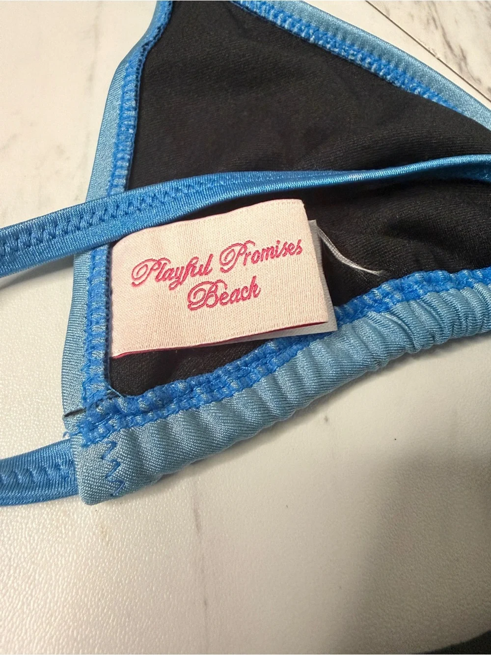 Lot of 2 Bikini Tops Playful Promises Two Tone Blue & Old Navy Black Bandeau SM